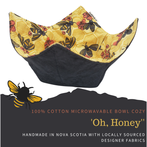 100% Cotton Microwavable Bowl Cozy - Oh, Honey