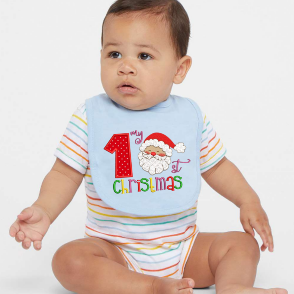 My 1st Christmas Embroidered Santa Bib