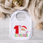 My 1st Christmas Embroidered Santa Bib