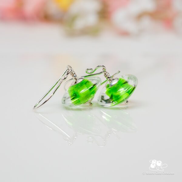 Pale Green Gemtone Disc Earrings