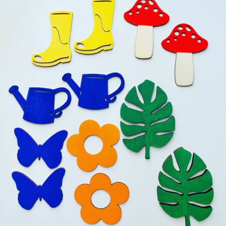 Wood Cutouts Color Sorting and Shape Matching Set