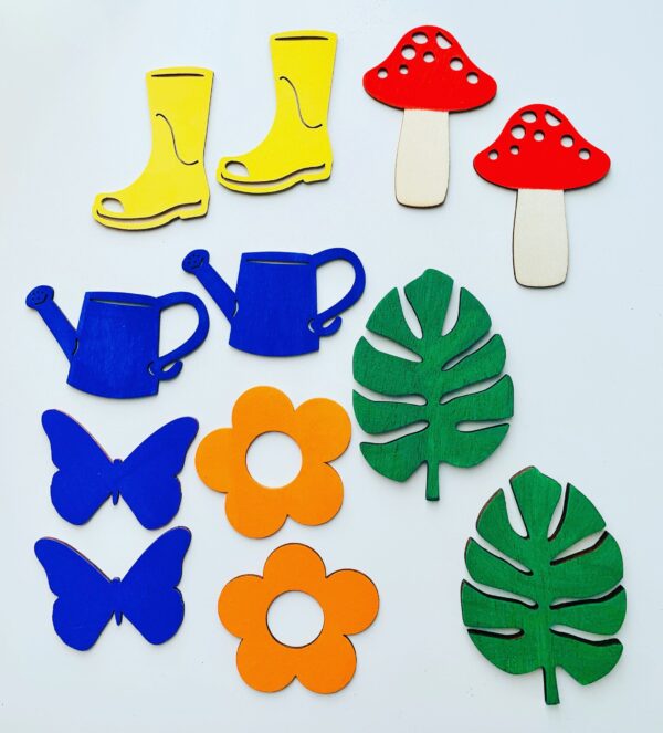 Wood Cutouts Color Sorting and Shape Matching Set