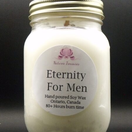 Eternity For Men Soy Wax Candle - Mason Jar 80+ Hours Burn Time - Wooden Wick