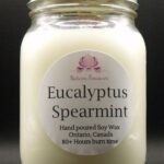 Eucalyptus Spearmint Soy Wax Candle - Mason Jar 80+ Hours Burn Time - Wooden Wick