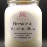 Fireside & Marshmallow Soy Wax Candle - Mason Jar 80+ Hours Burn Time - Wooden Wick