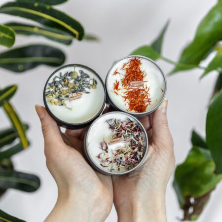 Natural Lavender Candles Trio