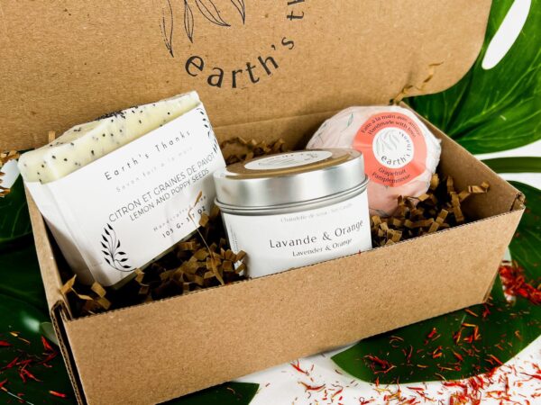 Citrus Spa Gift Set: soap, moisturizing bath bomb and soy candle | all handmade | vegan | eco-friendly | organic