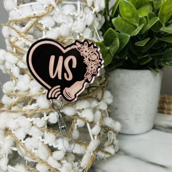 Rose Gold Engraved Badge Reel
