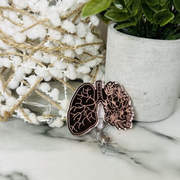 Rose Gold Engraved Badge Reel
