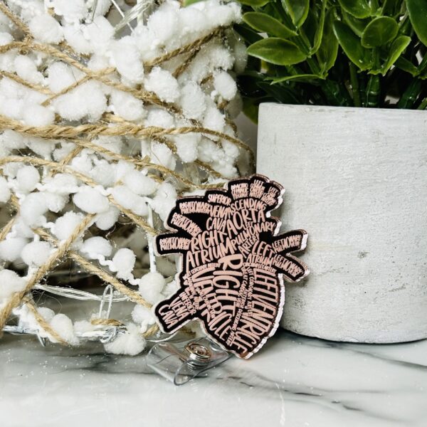 Rose Gold Engraved Badge Reel