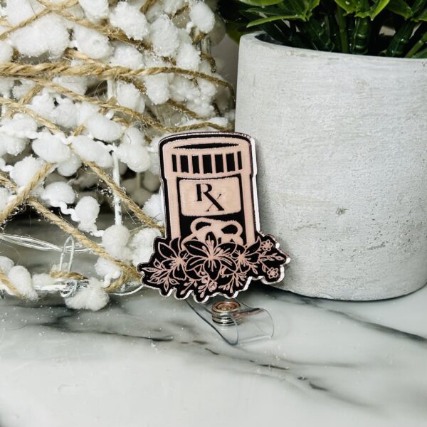 Rose Gold Engraved Badge Reel