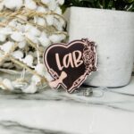 Rose Gold Engraved Badge Reel