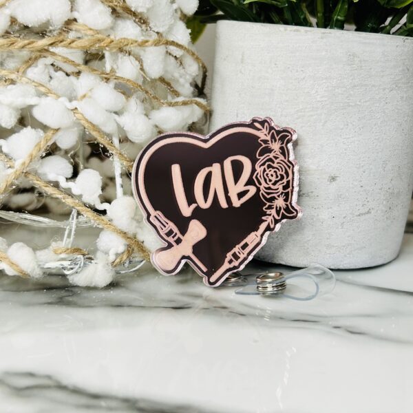 Rose Gold Engraved Badge Reel