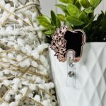 Rose Gold Engraved Badge Reel