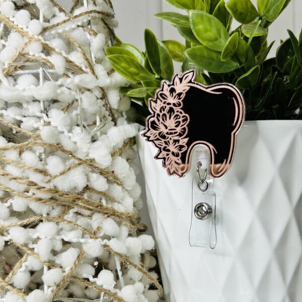 Rose Gold Engraved Badge Reel