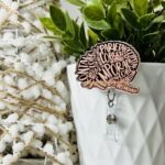 Rose Gold Engraved Badge Reel