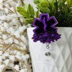 Purple Engraved Badge Reel