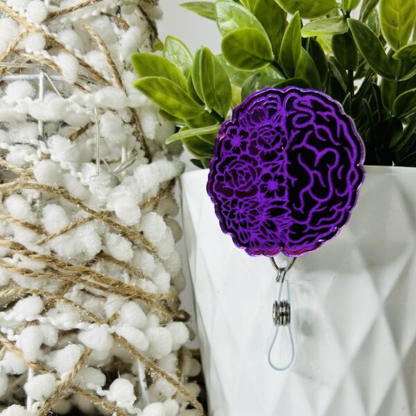 Purple Engraved Badge Reel