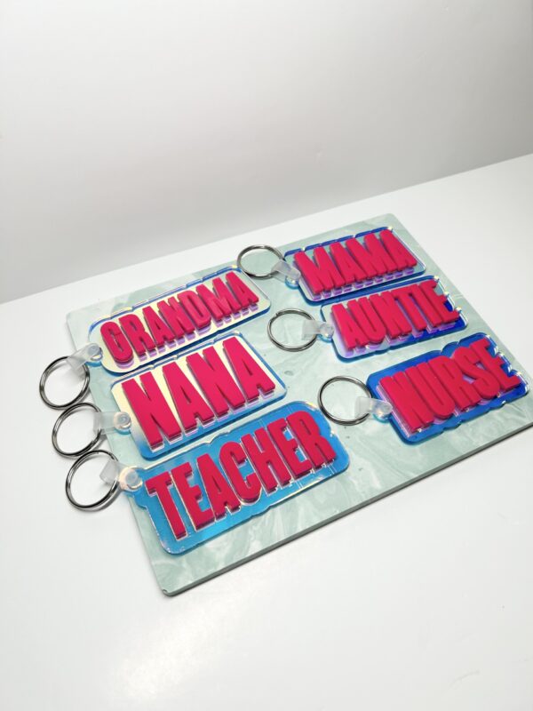 Iridescent and Hot Pink Acrylic Keychain
