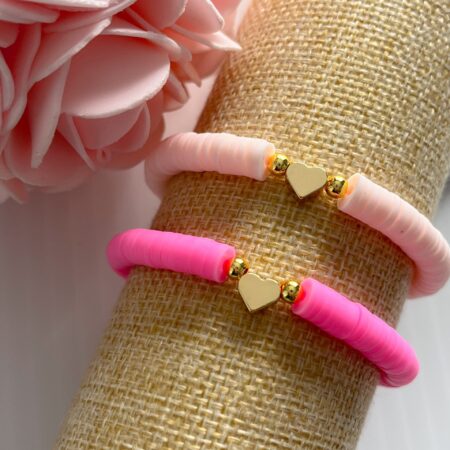 Gold heart Bracelet light pink