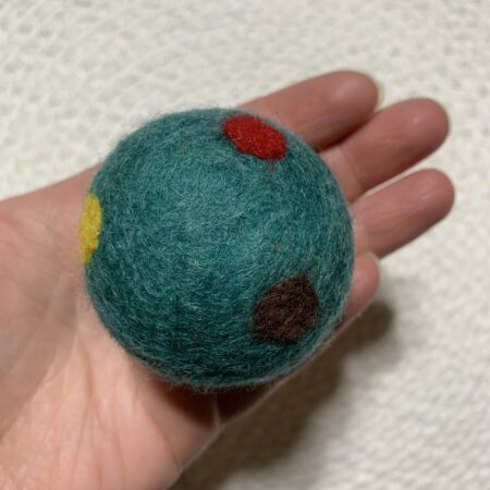 Polka Dot 5cm Felted Ball - TEAL