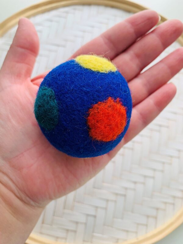 Polka Dot 5cm Felted Ball - BLUE