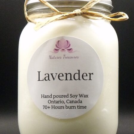 Lavender Soy Wax Candle - Mason Jar 80+ Hours Burn Time - Wooden Wick