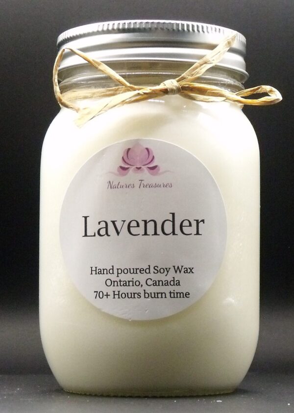 Lavender Soy Wax Candle - Mason Jar 80+ Hours Burn Time - Wooden Wick