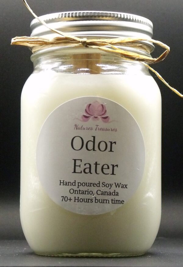 Odor Eater Soy Wax Candle - Mason Jar 80+ Hours Burn Time - Wooden Wick