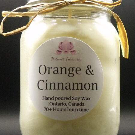 Orange & Cinnamon Soy Wax Candle - Mason Jar 80+ Hours Burn Time - Wooden Wick