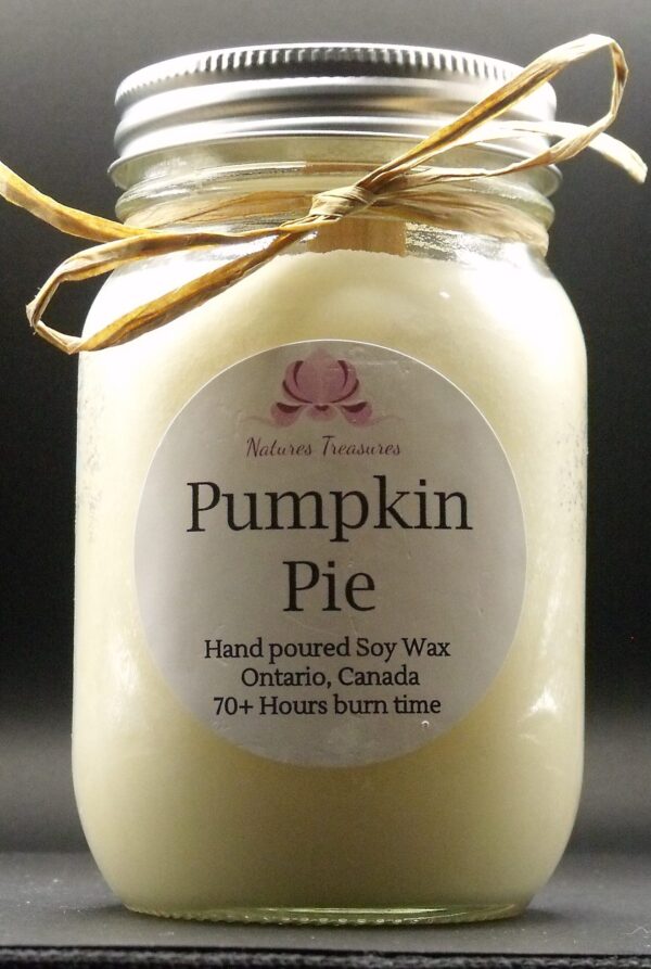 Pumpkin Pie Soy Wax Candle - Mason Jar 80+ Hours Burn Time - Wooden Wick