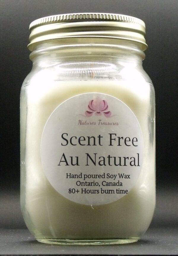 Scent Free Soy Wax Candle - Mason Jar 80+ Hours Burn Time - Wooden Wick