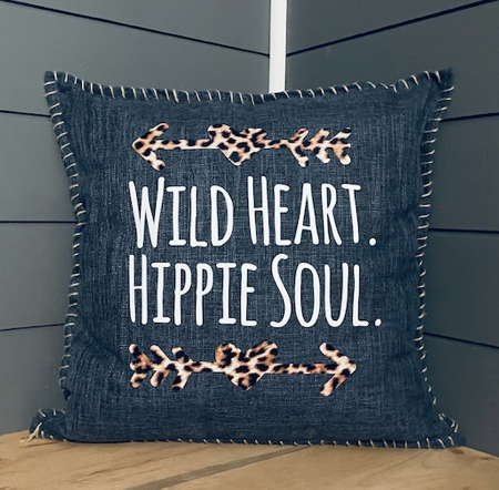 Wild Heart. Hippie Soul. Pillow Cover