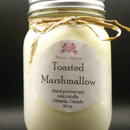 Toasted Marshmallow Soy Wax Candle - Mason Jar 80+ Hours Burn Time - Wooden Wick