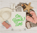 On Beach Time Canvas Tote Bag