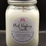 Black Raspberry Vanilla Soy Wax Candle - Mason Jar 80+ Hours Burn Time - Wooden Wick