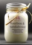 Bourbon & Sandalwood Soy Wax Candle - Mason Jar 80+ Hours Burn Time - Wooden Wick