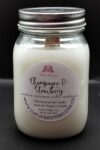 Champagne & Strawberries Wax Candle - Mason Jar 80+ Hours Burn Time - Wooden Wick