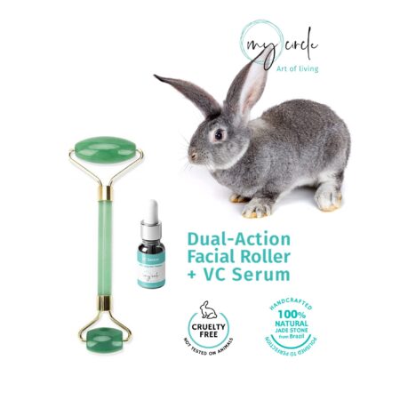 Dual-Action Jade Facial Roller with VC Serum Set