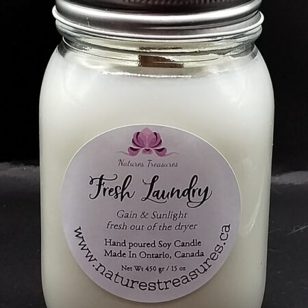 Fresh Laundry Wax Candle - Mason Jar 80+ Hours Burn Time - Wooden Wick