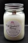Grapefruit Rosemary Soy Wax Candle - Mason Jar 80+ Hours Burn Time - Wooden Wick