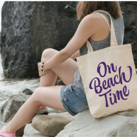 On Beach Time Canvas Tote Bag