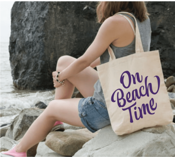 On Beach Time Canvas Tote Bag