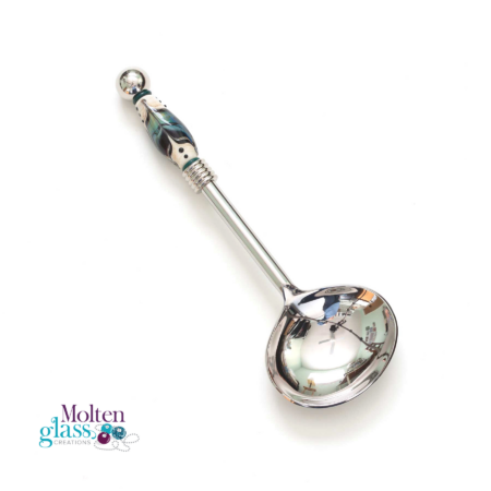Beaded Serving Spoon - Ivory & Blue