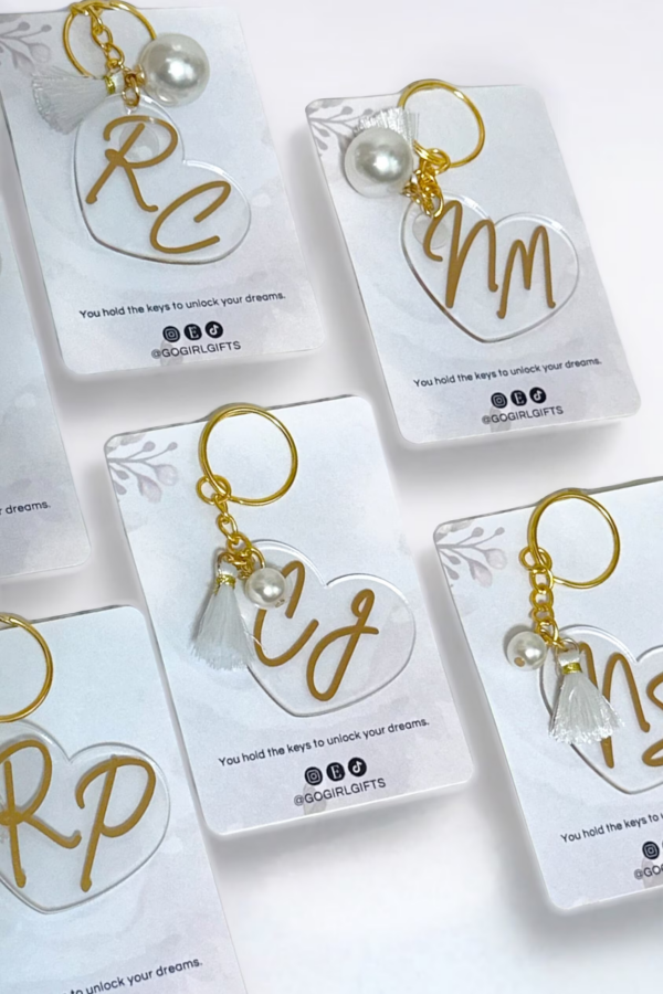 Personalized Heart Key Chains | Initial Key Chains | Key Chain Favors | Acrylic Heart Key Chain