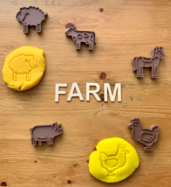 3D Eco Printed Farm Animals Set with Color Flashcards