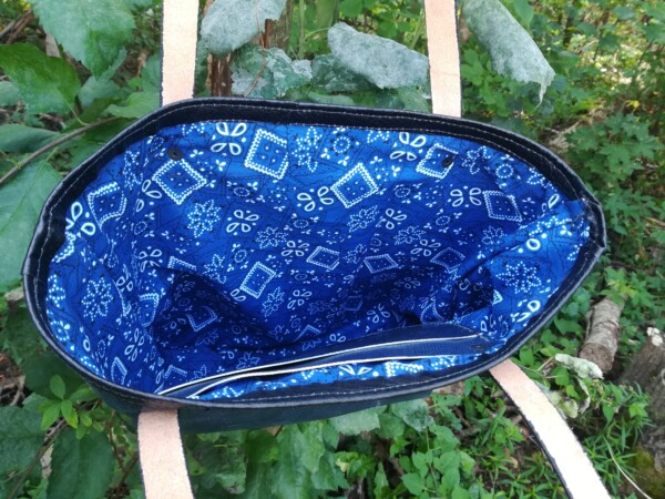 Handmade Leather tote bag - Royal blue