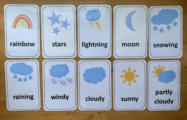Weather Pattern Flashcards and Loose Parts Matching Set