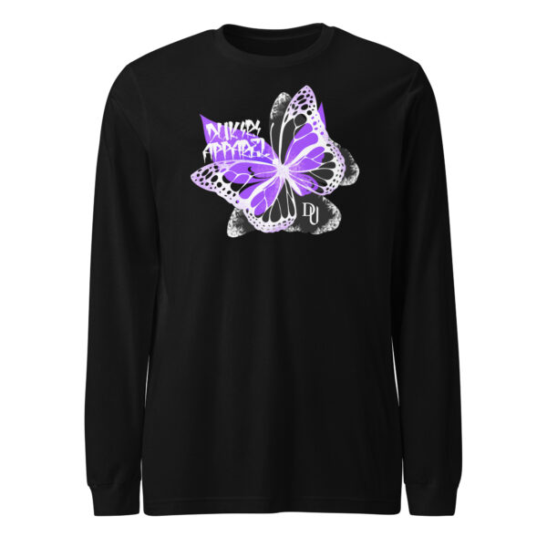Three butterfly black unisex longsleeve tee