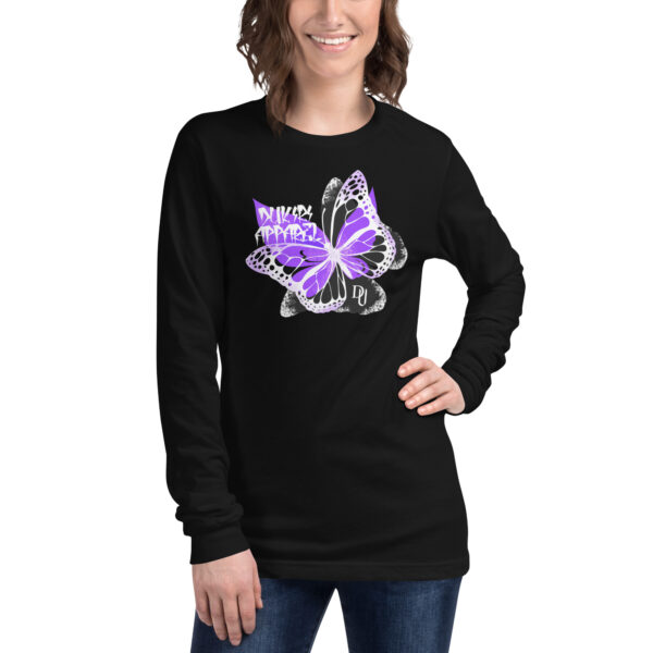 Three butterfly black unisex longsleeve tee